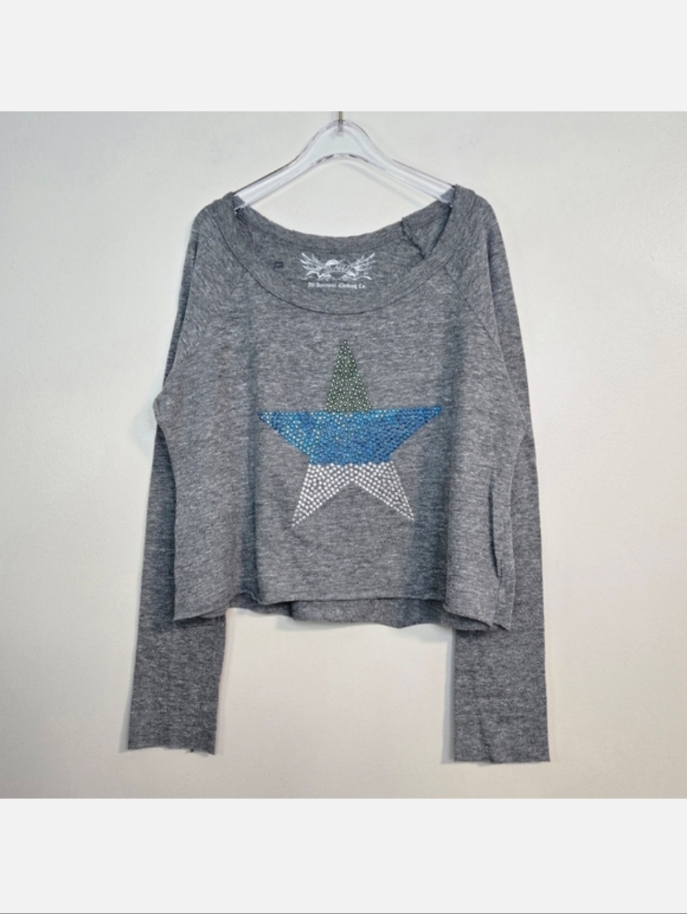 So Nikki Grey Long Sleeve W/ Rhinestone Star, Size 10-12 ~ VGUC